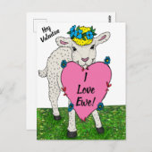 ヴィンテージおもしろいバレンタインデー小羊 ポストカード (正面/裏面)