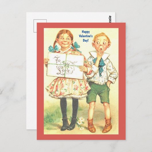 ヴィンテージおもしろいバレンタインデー ポストカード (正面/裏面)