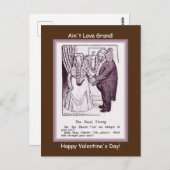 ヴィンテージおもしろいバレンタイン動物カップルデートすることコピー ポストカード (正面/裏面)