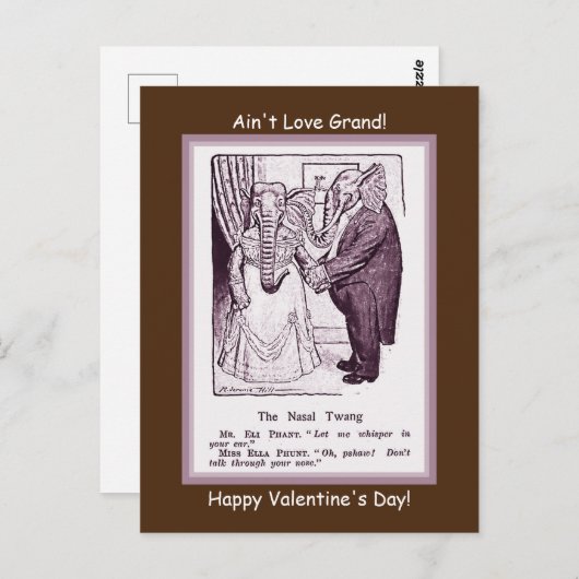 ヴィンテージおもしろいバレンタイン動物カップルデートすることコピー ポストカード (正面/裏面)