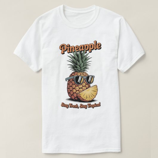 ヴィンテージおもしろいパイナップル熱帯レトロ Tシャツ (デザイン正面)