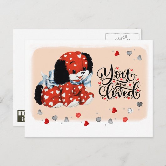 ヴィンテージおもしろいパピーバレンタインデイはがき シーズンポストカード (正面/裏面)