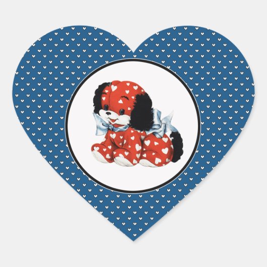 ヴィンテージおもしろいパピーバレンタインデー ハートシール (正面)