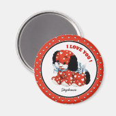 ヴィンテージおもしろいパピー名前をカスタムするバレンタインデー マグネット (正面/裏面)