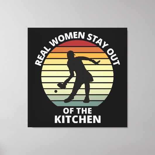 ヴィンテージおもしろいピックボール女子 キャンバスプリント (正面)