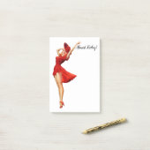 ヴィンテージおもしろいピン留め女の子を赤いポストイットノートで ポストイット (デスク上)