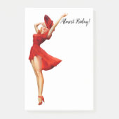 ヴィンテージおもしろいピン留め女の子を赤いポストイットノートで ポストイット (正面)