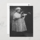 ヴィンテージおもしろいファットウーマンボクシング ポストカード (正面/裏面)