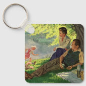 ヴィンテージおもしろいファミリーピクニック キーホルダー (正面)