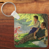ヴィンテージおもしろいファミリーピクニック キーホルダー (正面)