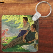 ヴィンテージおもしろいファミリーピクニック キーホルダー (裏面)