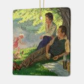 ヴィンテージおもしろいファミリーピクニック セラミックオーナメント (左)