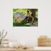 ヴィンテージおもしろいファミリーピクニック ポスター (キッチン)