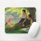 ヴィンテージおもしろいファミリーピクニック マウスパッド (マウス)