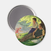 ヴィンテージおもしろいファミリーピクニック マグネット (正面/裏面)