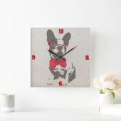 ヴィンテージおもしろいフランスのブルドッグ スクエア壁時計 (ホーム)