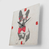 ヴィンテージおもしろいフランスのブルドッグ スクエア壁時計 (傾斜)