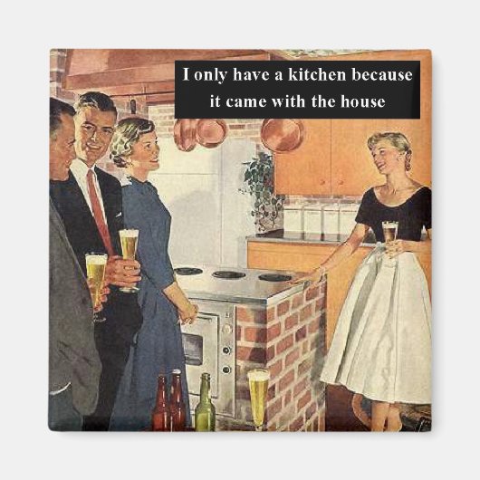 ヴィンテージおもしろいブライダルシャワー/ハウスウォーミングパーティー マグネット (正面)