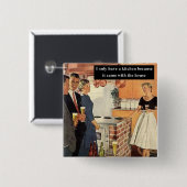 ヴィンテージおもしろいブライダルシャワー/ハウスウォーミングパーティー 缶バッジ (正面&裏面)