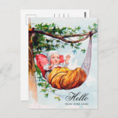 ヴィンテージおもしろいベビーHay in Hammock Art ポストカード (正面/裏面)