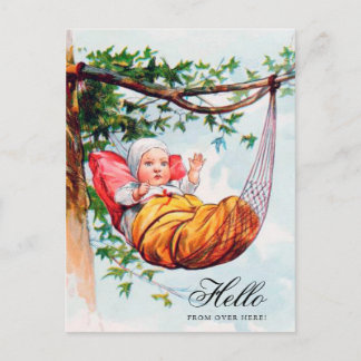 ヴィンテージおもしろいベビーHay in Hammock Art ポストカード
