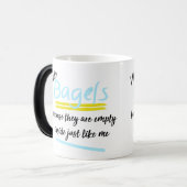 ヴィンテージおもしろいベーグル，デザイン内ユーモアの空 モーフィングマグカップ (正面左)