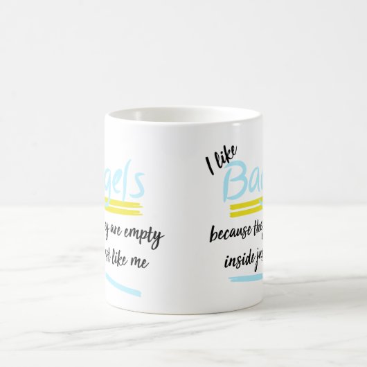 ヴィンテージおもしろいベーグル，デザイン内ユーモアの空 モーフィングマグカップ (中央)