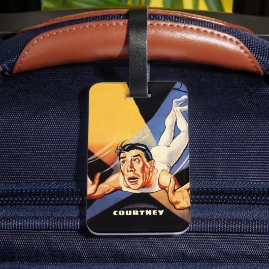 ヴィンテージおもしろいポスタースタイルサーカスAcrobat ラゲッジタグ (裏面インサイチュ4)