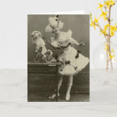 ヴィンテージおもしろいポストカード姿の女性 カード (黄色い花)