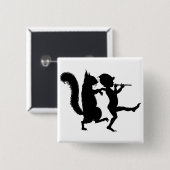 ヴィンテージおもしろいマジカルリスと小妖精や小人シルエット 缶バッジ (正面&裏面)