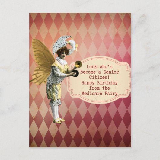 ヴィンテージおもしろいメディケアシニア誕生日 ポストカード (正面)