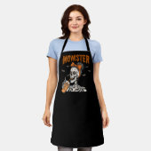 ヴィンテージおもしろいモスタースケルトンハロウィーン エプロン (着用した状態)