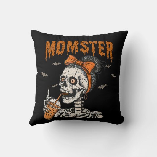 ヴィンテージおもしろいモスタースケルトンハロウィーン クッション (裏面)