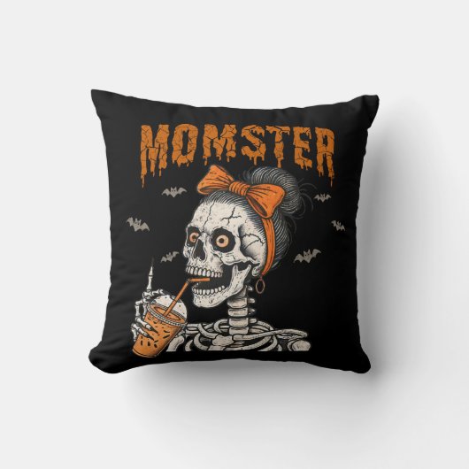 ヴィンテージおもしろいモスタースケルトンハロウィーン クッション (正面)
