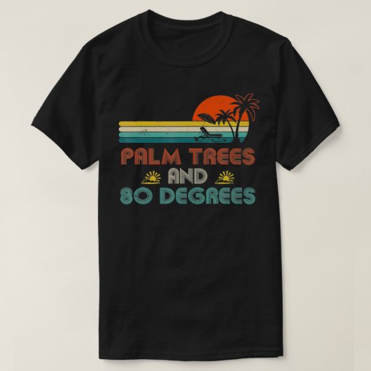 ヴィンテージおもしろいヤシの木と80度 Tシャツ (デザイン正面)