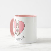 ヴィンテージおもしろいラビットカスタムハートバレンタインデー マグカップ (正面左)