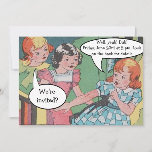 ヴィンテージおもしろいレトロの漫画パーティー 招待状 (正面)