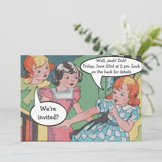ヴィンテージおもしろいレトロの漫画パーティー 招待状 (スタンド正面)