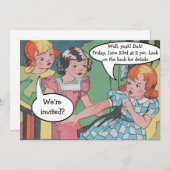 ヴィンテージおもしろいレトロの漫画パーティー 招待状 (正面/裏面)