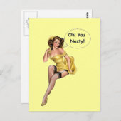 ヴィンテージおもしろいレトロガールオーユー扱いにく ポストカード (正面/裏面)