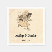 ヴィンテージおもしろいレトロブ素朴ライ漫画結婚ズ スタンダードカクテルナプキン (正面)