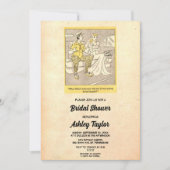 ヴィンテージおもしろいレトロ対素朴ブライダルシャワー 招待状 (正面)