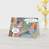 ヴィンテージおもしろいレトロ漫画漫画誕生日 カード (黄色い花)