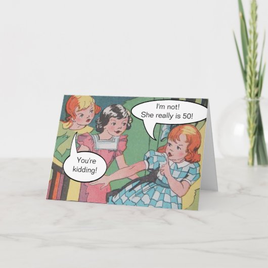 ヴィンテージおもしろいレトロ漫画漫画誕生日 カード (正面)