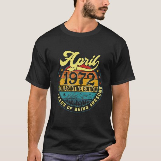 ヴィンテージおもしろいレトロ1972年4月49歳クアラン Tシャツ (正面)