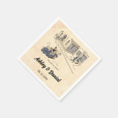 ヴィンテージおもしろいレトロ50年代漫画素朴結婚の スタンダードカクテルナプキン (角)