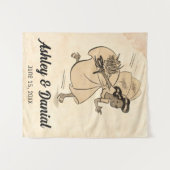 ヴィンテージおもしろいレトロ50sスタイル結婚 タペストリー (正面(横))