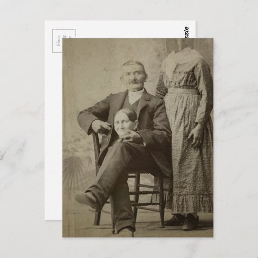 ヴィンテージおもしろい不気味な夫と首のない妻 ポストカード (正面/裏面)