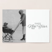 ヴィンテージおもしろい写真-新年-銀 箔カード (内部)