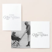 ヴィンテージおもしろい写真-新年-銀 箔カード (ディスプレー)